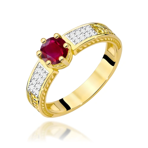 Pierścionek W0075 Rubin 0,60ct żółte złoto 375