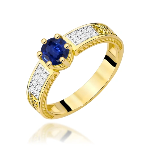Pierścionek W0075 Szafir 0,50ct żółte złoto 375