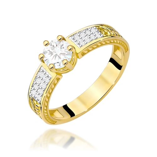 Žiedas W0075 Baltasis safyras 0,60ct Geltonas auksas