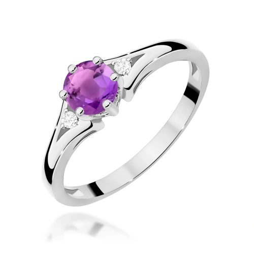 Pierścionek W0076 Ametyst 0,50ct białe złoto