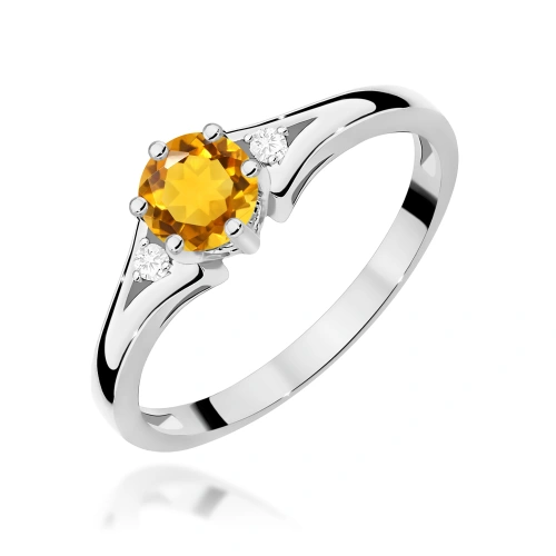 Pierścionek W0076 Cytryn 0,50ct białe złoto