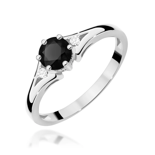 Žiedas W0076 Juodas deimantas 0,50ct Baltas auksas 375