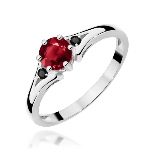 Pierścionek W0076 Granat 0,60ct białe złoto z czarnymi diamentami