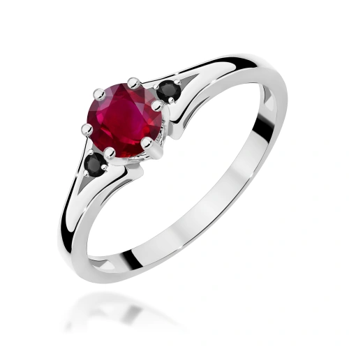Žiedas W0076 Rubinas 0,60ct Baltas auksas su juodaisiais deimantais