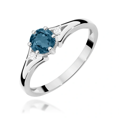 Pierścionek W0076 Topaz London Blue 0,50ct białe złoto