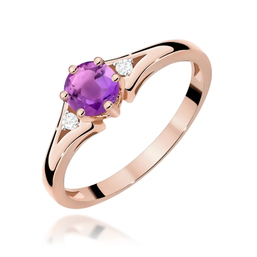 Pierścionek W0076 Ametyst 0,50ct różowe złoto