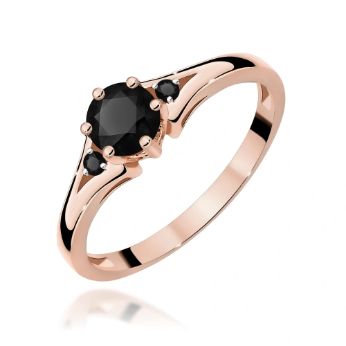 Pierścionek W0076 Czarny Diament 0,50ct różowe złoto z czarnymi diamentami