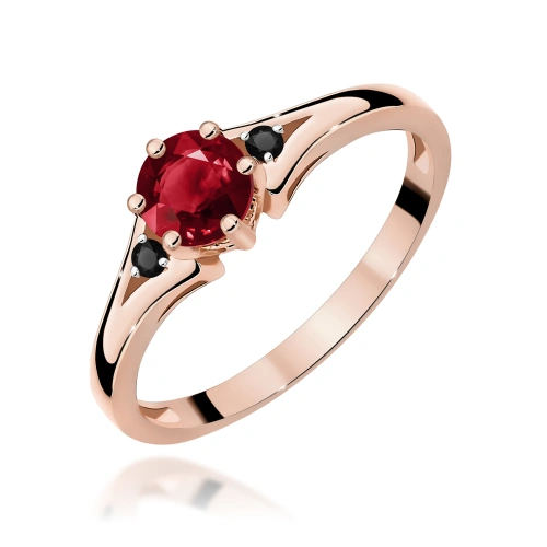 Pierścionek W0076 Granat 0,60ct różowe złoto z czarnymi diamentami