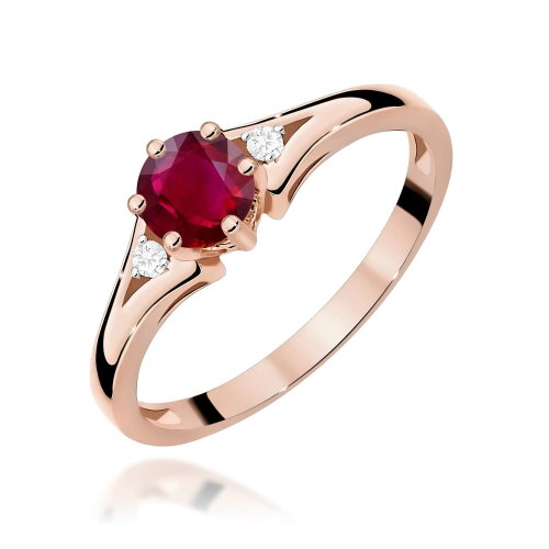 Žiedas W0076 Rubinas 0,60ct Rožinis auksas