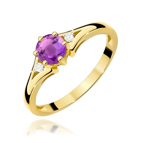 Žiedas W0076 Ametistas 0,50ct Geltonas auksas 375