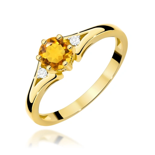 Žiedas W0076 Citrinas 0,50ct Geltonas auksas 375