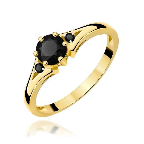Pierścionek W0076 Czarny Diament 0,50ct żółte złoto z czarnymi diamentami