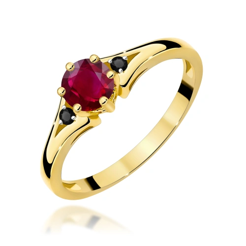 Gyűrű W0076 Rubin 0,60ct Sárgaarany 375 fekete gyémántokkal