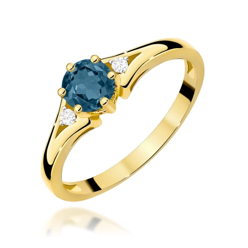 Pierścionek W0076 Topaz London Blue 0,50ct żółte złoto