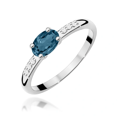 Prsteň W0077 Topás London Blue 0,50ct bielé zlato