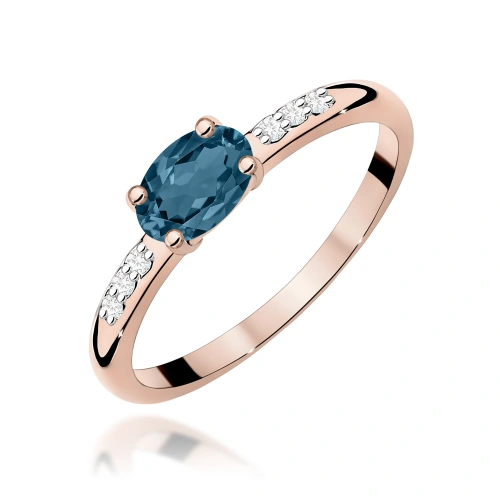 Prsteň W0077 Topás London Blue 0,50ct ružové zlato
