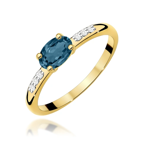 Prsteň W0077 Topás London Blue 0,50ct Žlté zlato