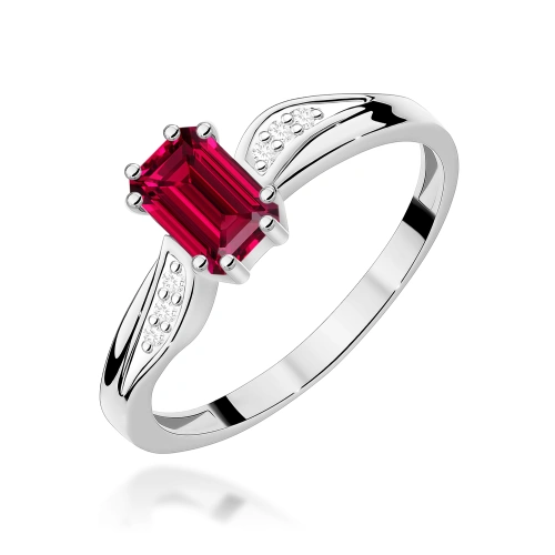 Prsteň W0094 Rubín 0,80ct Bielé zlato 375