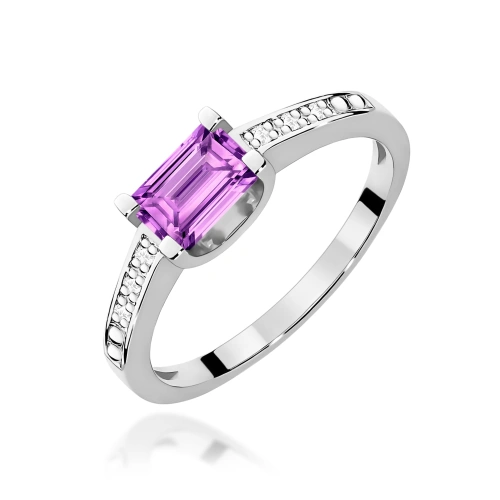 Prsteň W0105 Ametyst 0,60ct Bielé zlato 375