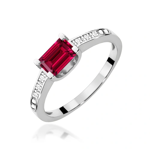 Prsteň W0105 Rubín 0,80ct bielé zlato
