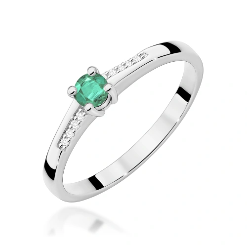 Žiedas W0258 Smaragdas 0,15ct Baltas auksas