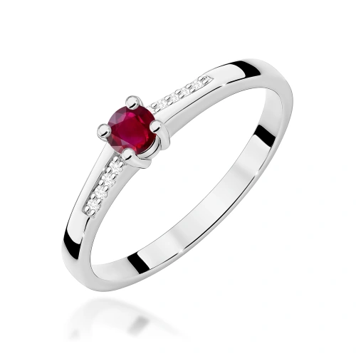 Žiedas W0258 Rubinas 0,15ct Baltas auksas