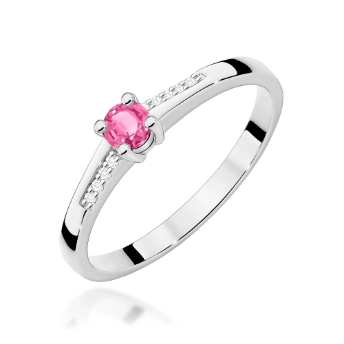 Žiedas W0258 Rožinis topazas 0,13ct Baltas auksas
