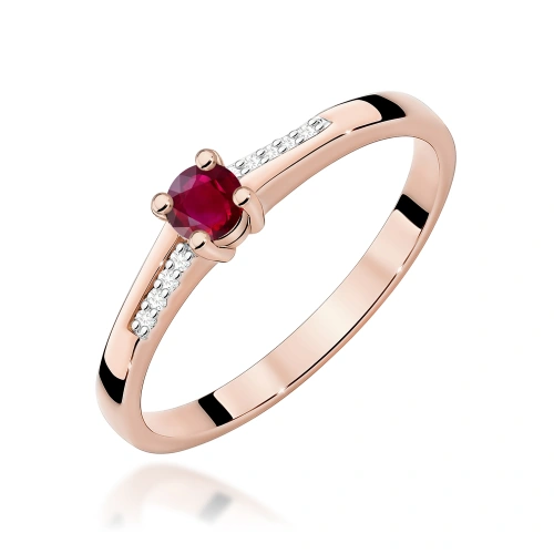 Žiedas W0258 Rubinas 0,15ct Rožinis auksas