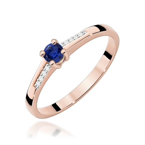 Žiedas W0258 Safyras 0,15ct Rožinis auksas