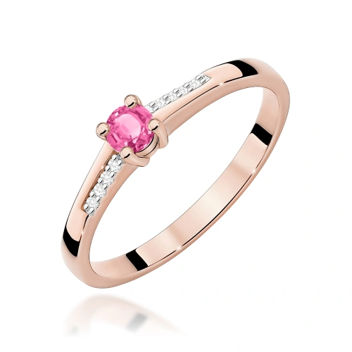 Žiedas W0258 Rožinis topazas 0,13ct Rožinis auksas