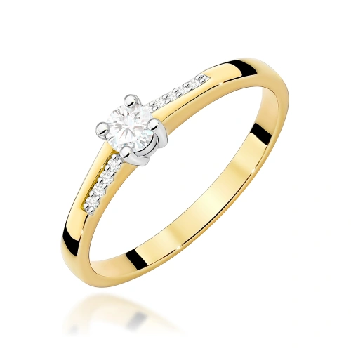 Gyűrű W0258 Fekete gyémánt 0,12ct Sárgaarany 375