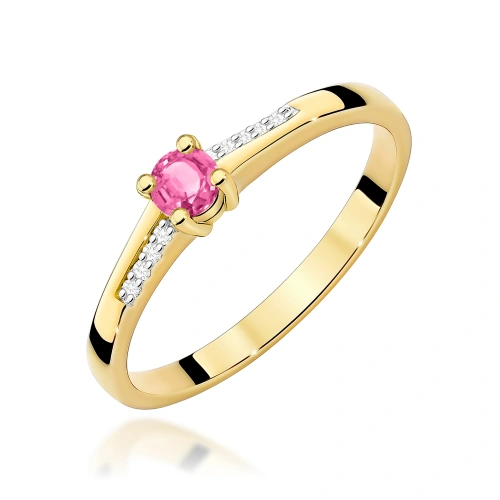 Žiedas W0258 Rožinis topazas 0,13ct Geltonas auksas