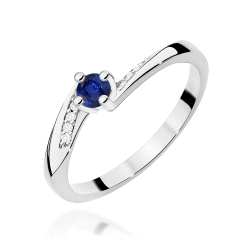 Žiedas W0262 Safyras 0,15ct Baltas auksas