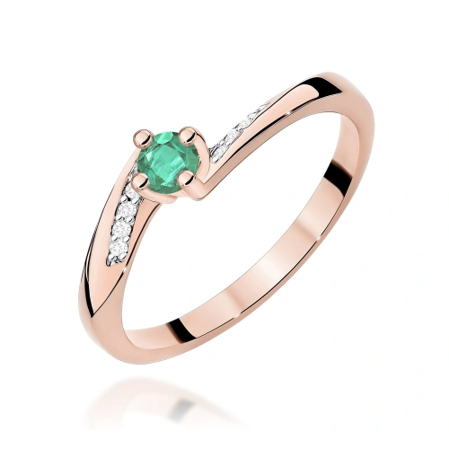 Žiedas W0262 Smaragdas 0,15ct Rožinis auksas