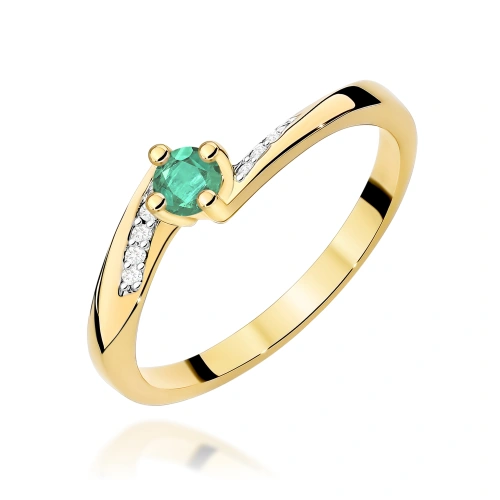 Žiedas W0262 Smaragdas 0,15ct Geltonas auksas