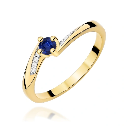 Žiedas W0262 Safyras 0,15ct Geltonas auksas