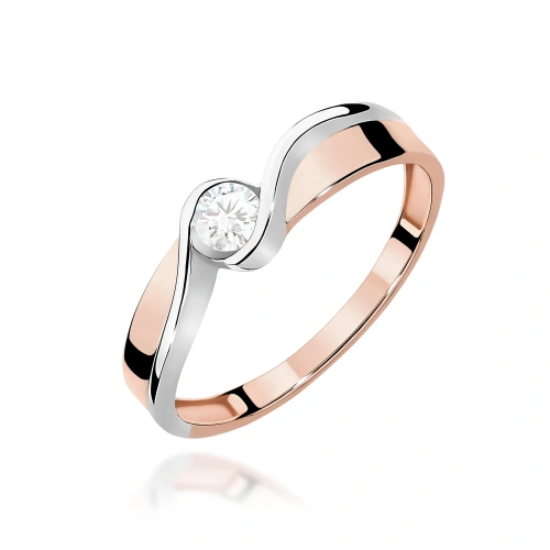 Žiedas W0278 Deimantas 0,15ct Rožinis auksas