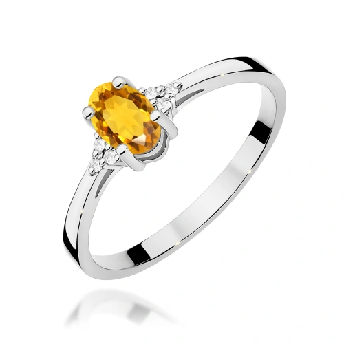 Žiedas W0301 Citrinas 0,60ct Baltas auksas