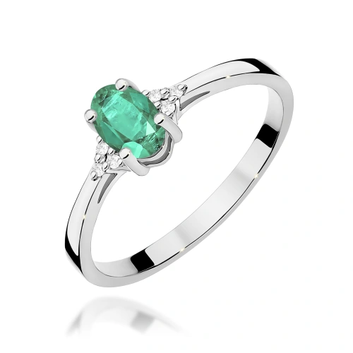 Pierścionek W0301 Szmaragd 0,40ct białe złoto