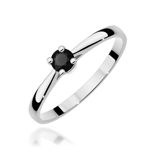 Pierścionek W0335 Czarny Diament 0,20ct białe złoto