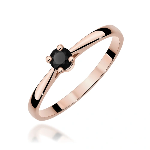 Pierścionek W0335 Czarny Diament 0,20ct różowe złoto