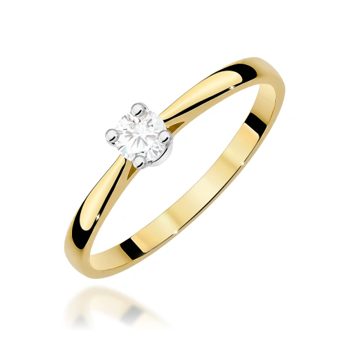 Pierścionek W0335 Diament 0,15ct żółte złoto