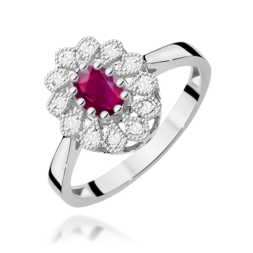 Pierścionek W0354 Rodolit 0,50ct białe złoto