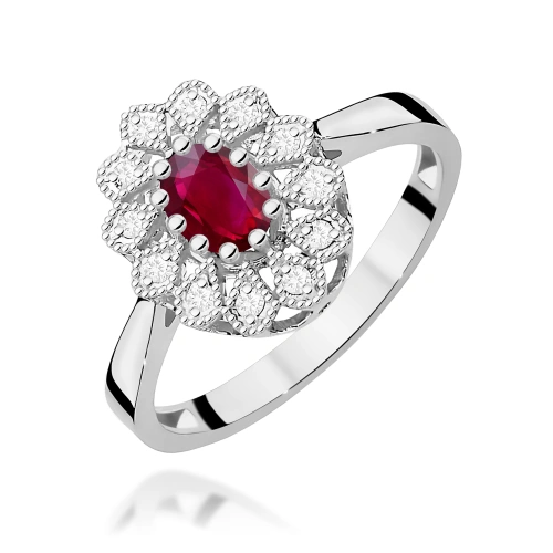 Pierścionek W0354 Rubin 0,60ct białe złoto