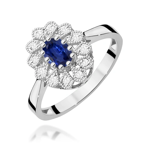 Pierścionek W0354 Szafir 0,70ct białe złoto