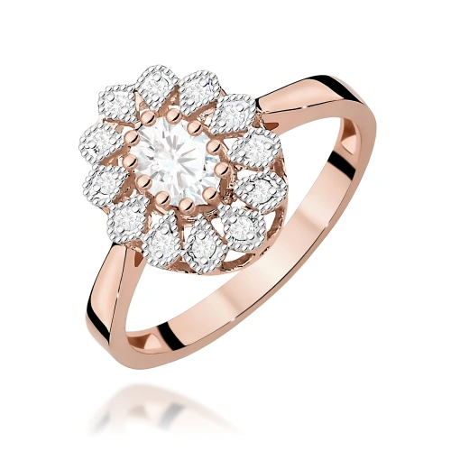 Pierścionek W0354 Diament Laboratoryjny 0,40ct różowe złoto
