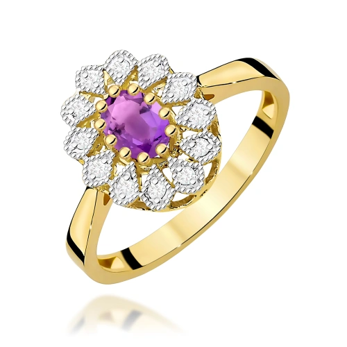 Pierścionek W0354 Ametyst 0,40ct żółte złoto