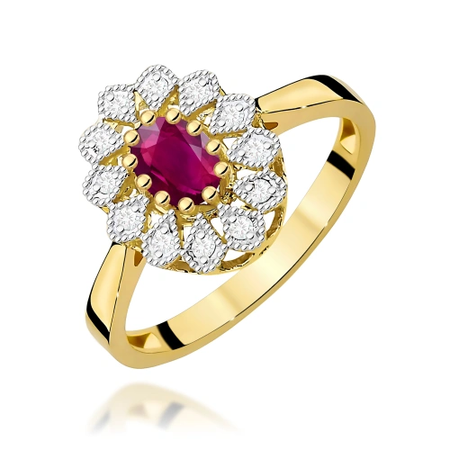 Žiedas W0354 Rodolitas 0,50ct Geltonas auksas 375