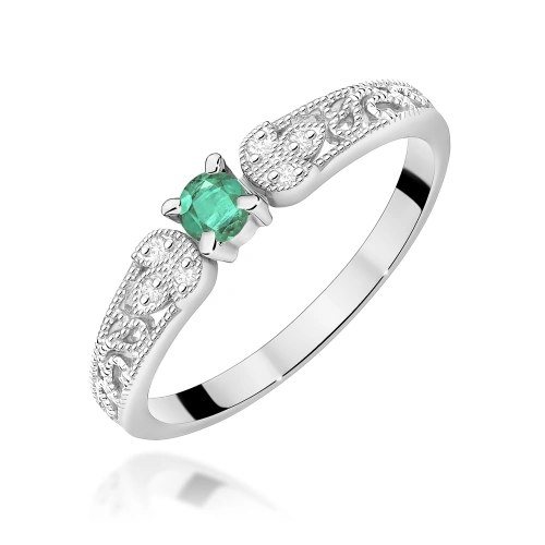 Žiedas W0411 Smaragdas 0,15ct Baltas auksas 375