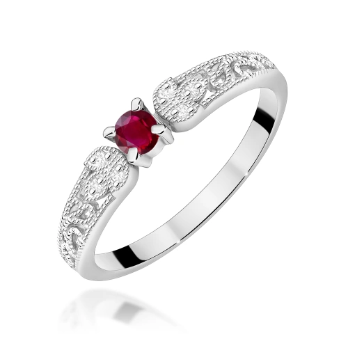 Žiedas W0411 Rubinas 0,15ct Baltas auksas 375